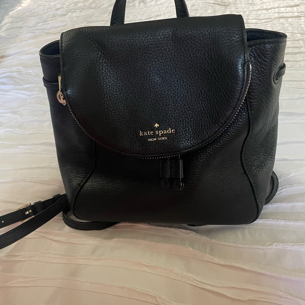 Kate Spade Black Pebbled Backpack